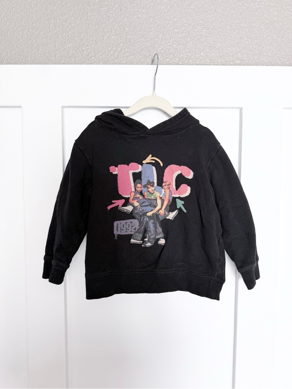 TLC Black Hoodie with Pink & Blue Graphic - Kids